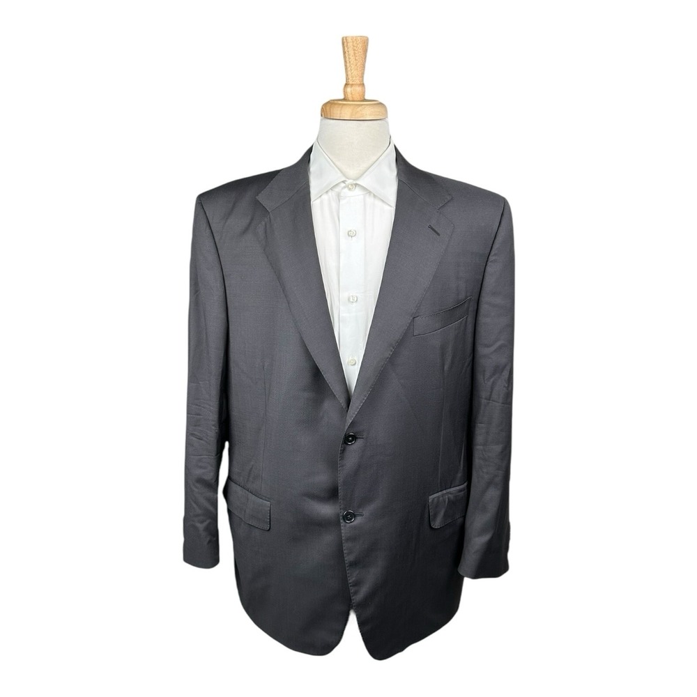 Canali 1934 Mens Charcoal Gray Pure Wool Blazer Jacket Italy 50R Big & Tall